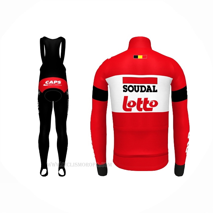 2022 Ropa Ciclismo Lotto Soudal Rojo Mangas Largas y Culotte Lunga